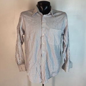 Ike Behar White Dress Shirt Blue Stripes 16 - 34